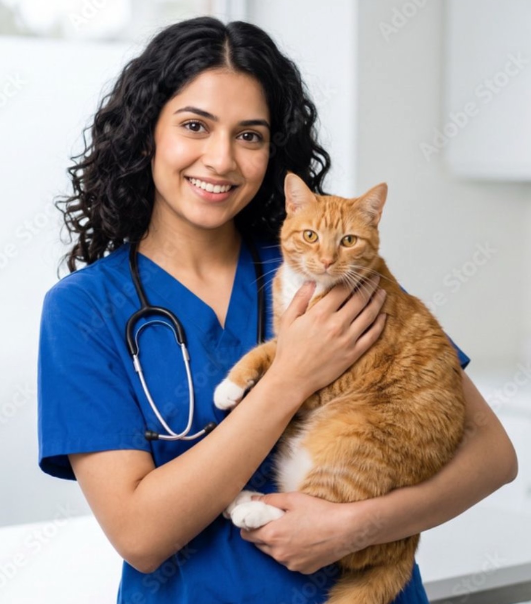 Veterinarian caring for a pet